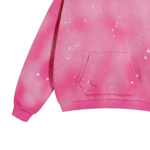 Sudadera con Capucha de Primavera con Lavado Ácido Desgastado y Bordado, Corte Regular Personalizado, 370 gramos, Algodón Grueso, Forrada, Tejido Sólido para Hombre - Product Image 5
