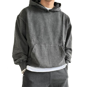 Sudadera con capucha de felpa francesa lavada con ácido de peso pesado de alta calidad Sudadera con capucha vintage lavada con piedra personalizada - Product Image 5