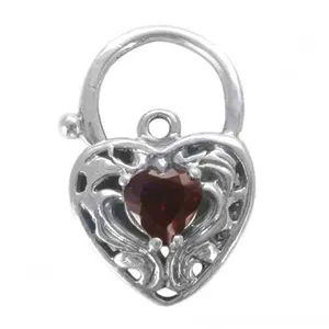 Colgante de Plata 925 con Forma de Corazón con Amatista y Granate, Joyería Religiosa para Mujer, Chapado en Rodio - Product Image 2