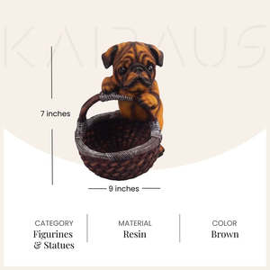 ตะกร้าใส่ลูกสุนัขสีน้ำตาล สไตล์เรียบง่าย ดีไซน์เรซิ่นแบบภาพนิ่ง - Product Image 4