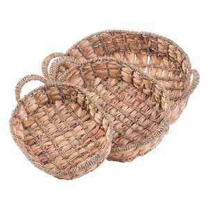 Juego de 3 Cestas de Jacinto de Agua Natural Tejidas a Mano, Cesta de Almacenamiento Hecha a Mano, Ecológica, de VgreenArt de Vietnam - Product Image 1