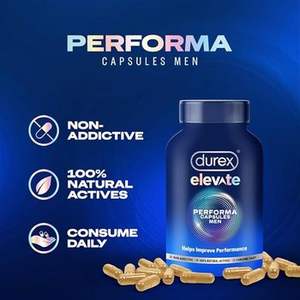 Potenciador de Energía Masculina Natural Durex Elevate Performa Cápsulas de Shilajit Aumentan la Resistencia y la Fuerza de Forma Segura - Product Image 1