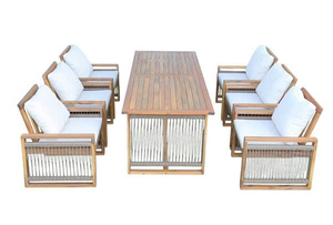 Canapé de jardin en aluminium ou en bois d'acacia, ensemble de meubles de patio pliables, canapé d'extérieur 6 places, style minimaliste. - Product Image 4