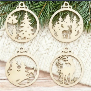 Recortes de árbol de Navidad de madera para manualidades y adornos de bricolaje espacios en blanco de madera MDF cortados con láser para álbum de recortes y decoración del hogar - Product Image 5