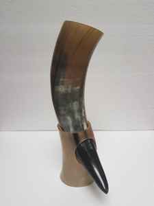 Corne à boire naturelle écologique de style animal poli viking indien avec corne d'halloween creuse à bord en laiton - Product Image 6