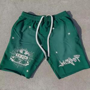 Alta calidad gran oferta verano algodón cordón Vintage hombres Raw Edge ácido lavado pantalones cortos logotipo personalizado pantalones cortos para hombres - Product Image 2