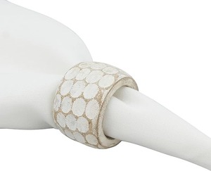 Anneaux de serviette en bambou émaillé peints à la main de luxe, écologiques, décoration de table unique pour Noël, mariages, fêtes, dîners, blanc - Product Image 2