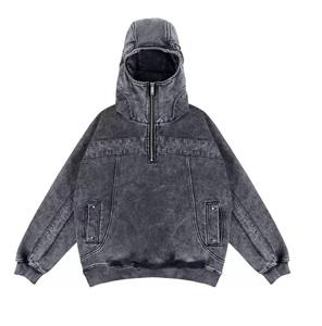 เสื้อฮู้ดแบบสวมศีรษะของผู้ชายเสื้อฮู้ดแบบสวมศีรษะ500GSM รุ่นแอซิดกำหนดได้เอง - Product Image 3