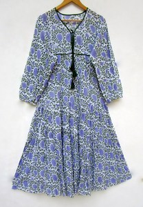 ชุดเดรสยาวสไตล์อินเดียแบบฟิวชั่น Ikat ชุดเดรสยาวแบบมีกระดุมกระเป๋าสำหรับใส่เดินชายหาด - Product Image 5