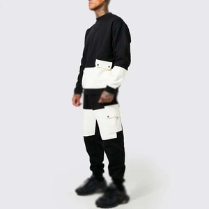 Chándal de chándal con logotipo personalizado, conjuntos de 2 piezas Unisex para hombre, pantalones Cargo de gran tamaño sólidos, chándal de diseñador, 100% algodón transpirable - Product Image 4