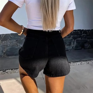 2025 pantalones cortos vaqueros de cintura alta para mujer lavados con estilo personalizado algodón Premium 3D piedra impresa con decoración de lazo y remaches - Product Image 6