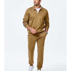 Chándal polar de manga larga liso con estampado de 2 piezas para hombre Quarter Zip con opción de maternidad - Product Image 4