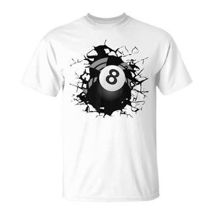 Camiseta de Billar Breaking Barriers con Diseño de Bola 8, Unisex para Adultos, Manga Corta, Cuello Redondo, Impresión Digital, Deportes y Juegos - Product Image 1