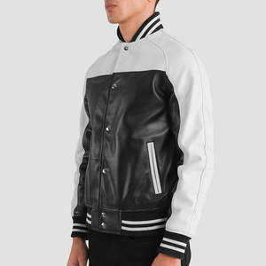 <b>Men's</b> Regular Fit Suede <b>Bomber</b> Leather <b>Jacket</b> with <b>Varsity</b> Look High Street Style for Street Wear - Product Image 4