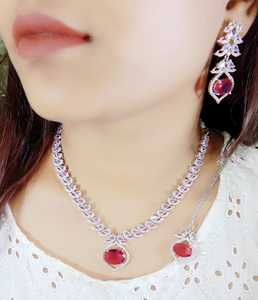 Conjunto de collar nupcial con pendientes, joyería india para mujer, piedras AD de alta calidad para boda y fiesta, joyería para mujer - Product Image 3