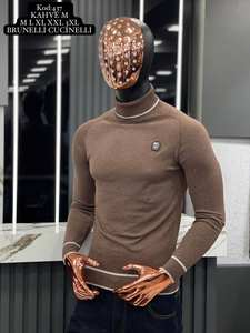 Pull décontracté pour homme d'hiver, anti-froissement, respirant, séchage rapide, logo imprimé sur le devant, jacquard, manches longues, chaud, 100% coton - Product Image 4