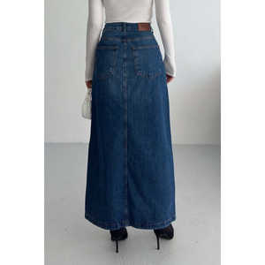 Jupe longue droite en jean - Product Image 1