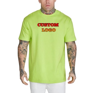 180GSM 100% Cotton Unisex T-Shirt Plain O-Neck Solid Design Streetwear Soccer Top Front Graphic Custom Neon Green T Shirt Street - Product Image 1
