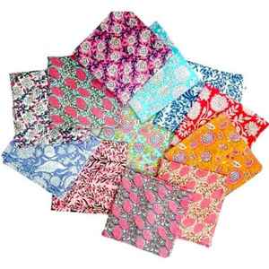 COTSILER Set de serviettes de table en coton Premium Handblock imprimé floral fait à la main réutilisable lavable pour le dîner multicolore Lot de 12 - Product Image 5