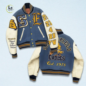 Fabricantes de Chaquetas Varsity Letterman OEM al por Mayor, Apliques de Chenilla Bordados, Personalizadas, Vintage, Invierno, Delgadas, de Secado Rápido - Product Image 1