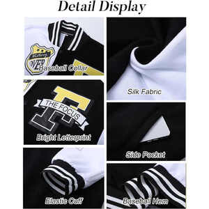 Women's Cropped Varsity <b>Jacket</b> for Winter Breathable Chenille Embroidered <b>Patches</b> Contrast Panel Arrival - Product Image 5