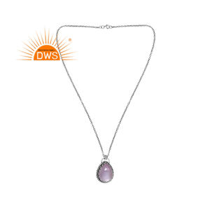 Latest Trending Oxidized Sterling Silver Natural <b>Pink</b> Amethyst Gemstone Pendant <b>Necklace</b> Custom Jewelry Manufacturer - Product Image 1