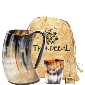 Taza de cuerno de búfalo Natural pulido con diseño de mango cómodo Taza Lager Buffalo Norse Drinking Viking Horn Mug al por mayor - Product Image 1
