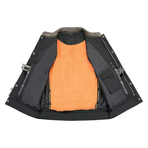 Diseño personalizado profesional cómodo tela hombres al aire libre desgaste Chaleco de cuero moto invierno chalecos sin mangas - Product Image 5