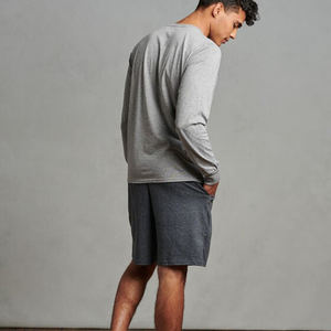 Bermudas informales con logotipo personalizado para hombre, pantalones cortos transpirables de lona de algodón, Cintura elástica de secado rápido, teñido liso, para Fitness y correr, 2025 - Product Image 6