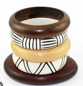 Midnight Glint Wooden Bangles Wood Metal Inlay Modern Elegant Timeless Womens Jewelry Bracelets Eco Artisan Style Wood <b>Crafts</b> - Product Image 3
