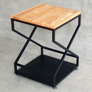 ZOX Modern Traditional Living Room Furniture <b>Sofa</b> Side <b>Table</b> STT032 Rubberwood Iron Frame Square for Interior Decoration Entry - Product Image 4