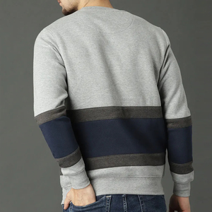 Hecho en fábrica Ajuste regular Contraste Rib Bottom Personalizar Impresión digital Cuello redondo Panel Trabajo 100% Algodón Sudaderas para hombres - Product Image 3