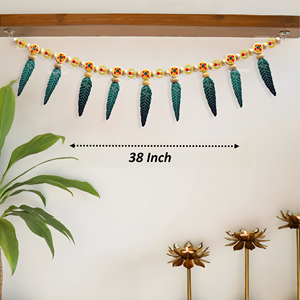 Divyakosh torans สำหรับประตูทางเข้าหลักใบ Toran | Toran สำหรับตกแต่งบ้าน/วัด, ใบสีเขียว bandhanwar ขนาด-38นิ้ว - Product Image 4