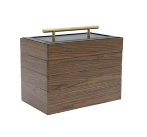 Boîte à bijoux empilable en bois avec poignée en métal sur le dessus pour les femmes, présentoir à bijoux à 4 couches pour montre, gains - Product Image 1