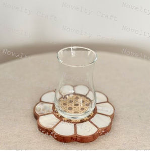 Gran oferta, bandeja de madera ecológica hecha a mano con asas, posavasos, 2 uds., artesanías de decoración India - Product Image 2