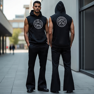 Nuevo Conjunto Deportivo Personalizado de Alta Calidad para Hombre con Sudadera con Capucha / Pantalones Holgados de Manga Larga / Pantalones Palazzo Rectos Tipo Cargo 100% - Product Image 4