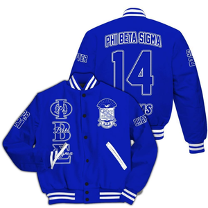Phi Beta Sigma 1914 Varsity Jacket Bleu Blanc Fraternité Vie Grecque Chenille Patch College Style Letterman Jacket - Product Image 1