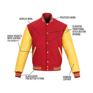 Chaqueta Varsity de Cuero Vegano, Materiales Libres de Crueldad Animal, Cuerpo en Mezcla de Lana, Cierre Frontal con Broches, Chaqueta Estilo Letterman de Moda Ética - Product Image 4