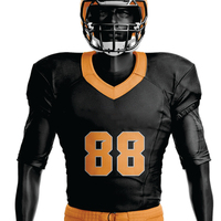 Uniforme de Fútbol Americano Sublimado Unisex, Transpirable, Absorbente de Humedad, 100% Poliéster, Negro y Naranja, con Nombre del Jugador