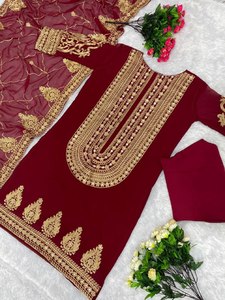 Designer à la mode traditionnel chinois point Salwar Kameez ensemble fête porter fantaisie Dupatta fait Georgette pour les mariages réceptions - Product Image 4