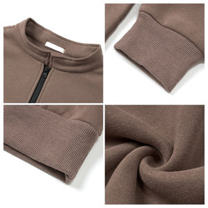 Fait sur mesure pour femme hiver demi-fermeture éclair col roulé polaire sweats couleur unie Streetwear avec Logo imprimé sur le devant - Product Image 6