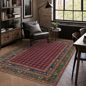 Netline Home Tiled Medallion Deep Blue Traditional <b>Washable</b> <b>Rug</b> - Product Image 5