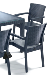 Ziynet HOME - Juego de Comedor Moderno y Cómodo para Jardín o Patio, para 4 Personas, Mesa de Ratán Sintético Color Antracita de 90x150 cm con Cubierta de Vidrio - Product Image 2