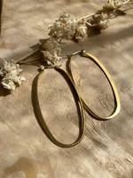 Boucles d'Oreilles Boho en Laiton Martelé Or Antique Ovale Créoles Designer Ethnique Bijoux Macramé Faits à la Main