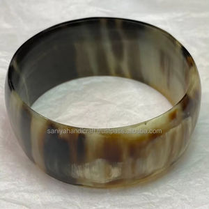 Pulsera ancha y gruesa de cuerno de búfalo pulido Vintage, accesorio de declaración de Animal Natural único para brazalete de cuerno de vaca Hippie - Product Image 1