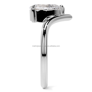 Gorgeous Pear Cut Moissanite Diamond <b>Solitaire</b> <b>Ring</b> with Freshwater Pearl Prong Setting Constellation Shape 925 <b>Silver</b> Plating - Product Image 6