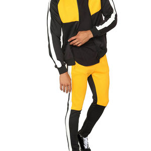 Ensemble de survêtement pour homme avec sweat à capuche zippé en molleton de coton uni rose et pantalon ample à cordon de serrage - Product Image 5