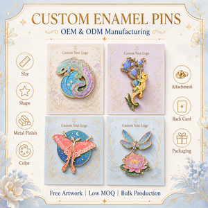 Badges de revers personnalisés en émail Jardin Céleste, plaqués or, motifs Salamandre, Gecko, Papillon, Libellule - Product Image 4