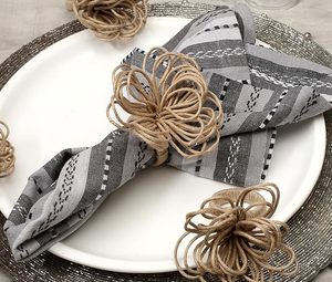 Anneaux de serviette ronds en acier allié et jute, décoration de table rustique pour fêtes, dîners, réunions de famille, et utilisation quotidienne décorative - Product Image 5
