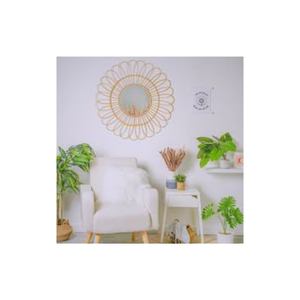 Espejo de pared de ratán redondo de tamaño personalizado de fabricante vietnamita, entrega rápida, decoración de madera natural para el hogar con nuevos diseños - Product Image 1